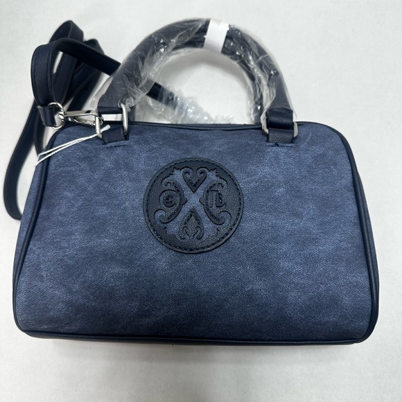 CXL Christian Lacroix Jasper Barrel Satchel Crossbody Denim Blue Free Wallet - Picture 2 of 14